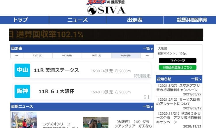スポニチ ai 競馬予想 siva