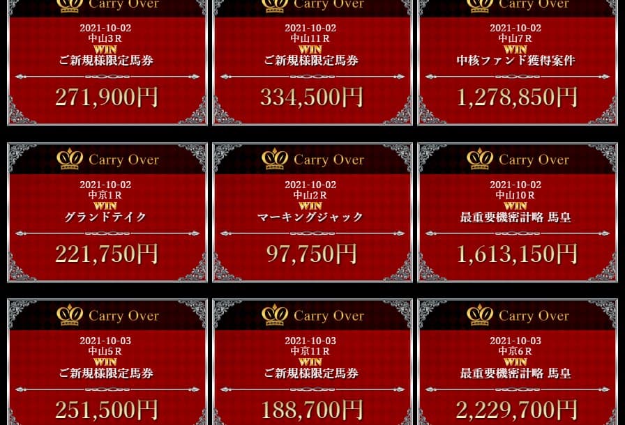 キャリーオーバー的中実績