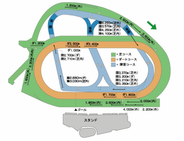 中山競馬場コース平面図