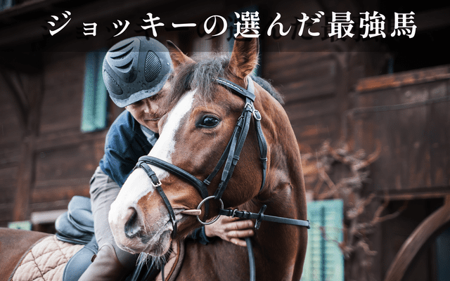 ジョッキーと馬の触れ合う画像