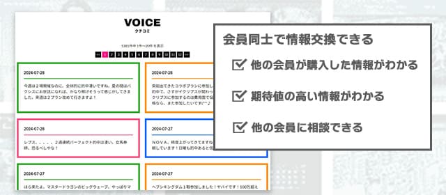 バクシスの会員専用コンテンツ「口コミ」