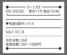 トッカの無料予想5/12東京11R