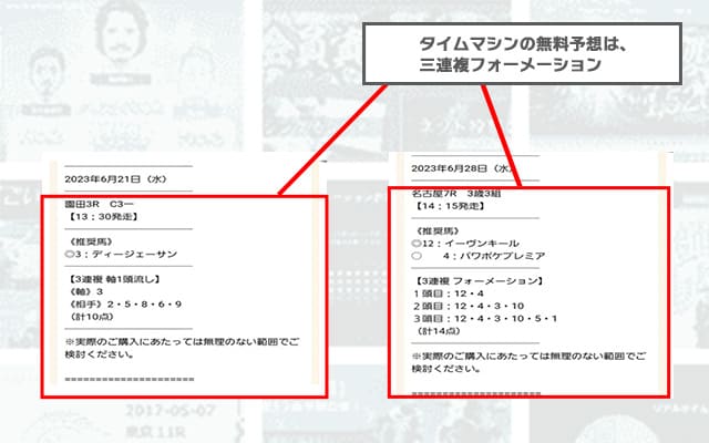 タイムマシン 無料予想の買い目の傾向