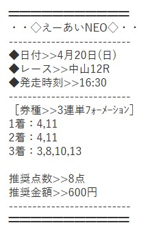 えーあいNEOの有料情報「勝利演算システムR」の情報