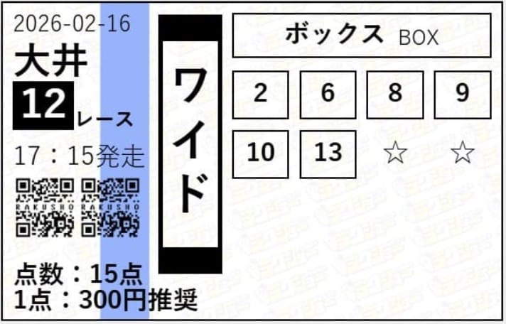 2月16日大井12R