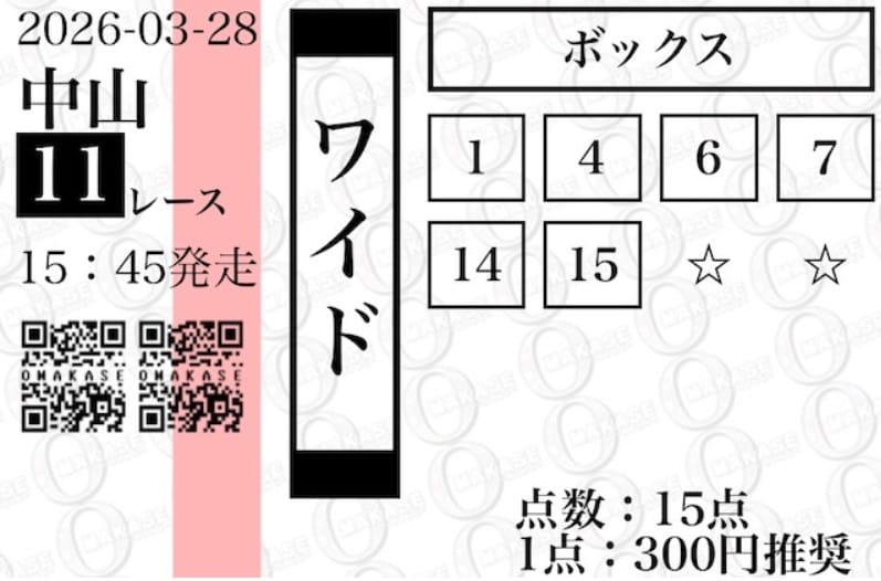 OMAKASE 無料予想 3月28日中山11R